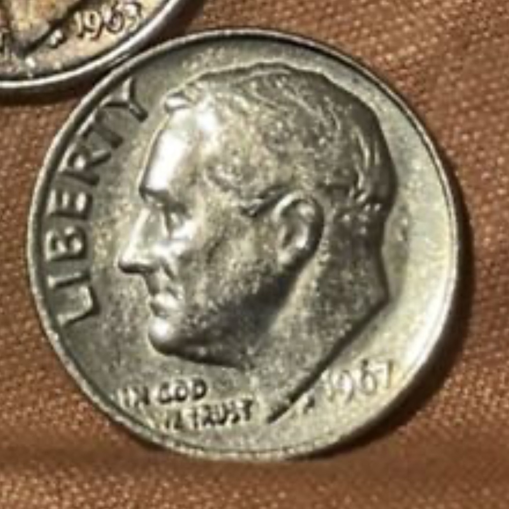 Rare! 1967 Roosevelt Dime, RF No Mint Mark. Excellent condition!